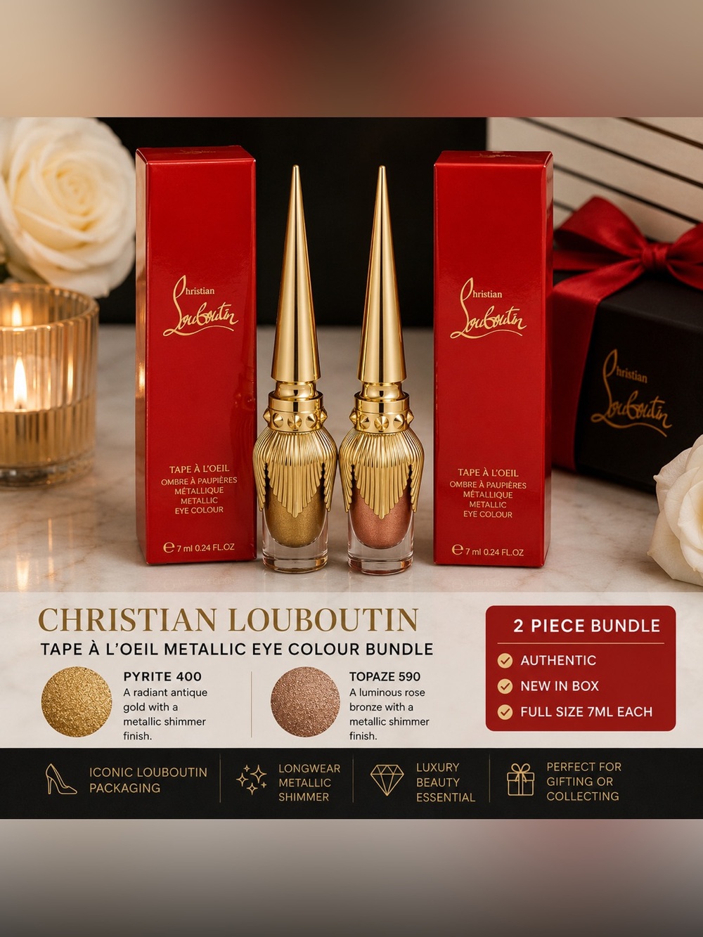 Christian Louboutin Metallic Liquid Eyeshadow Bundle of 2 NWT $125
